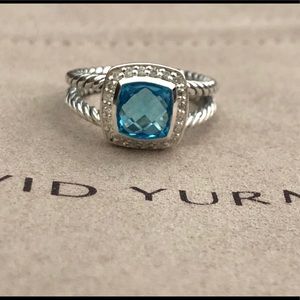 David Yurman Albion Ring With Blue Topaz Size 7.5